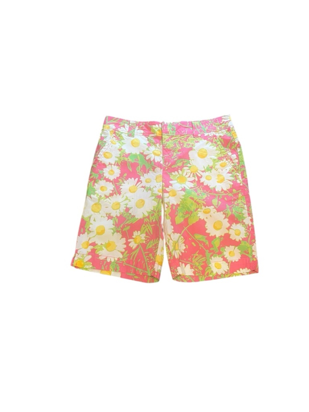Lily Pulitzer Resort Fit Pink Floral Daisy Print Bermuda Shorts Sz 10